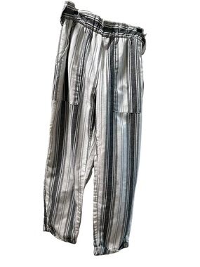 Ci Sono Black and White Striped Cargo Pants